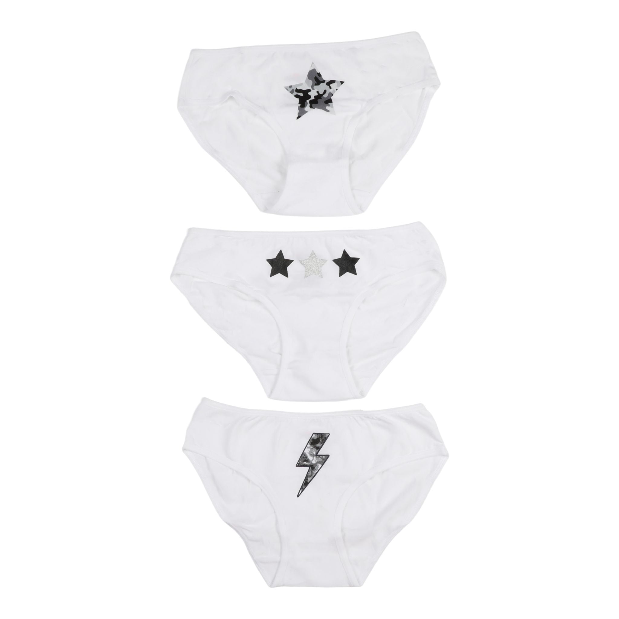 Stars and Bolts 3 pk White Bikinis - Denny's