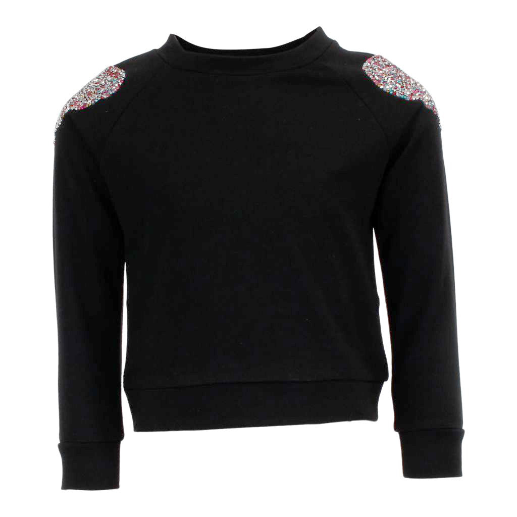 Long Sleeve Hi Lo Top with Heart Stone Shoulders - Denny's