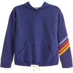 Stripe Sleeve Elastic Waist Hoodie - Denny's