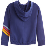 Stripe Sleeve Elastic Waist Hoodie - Denny's