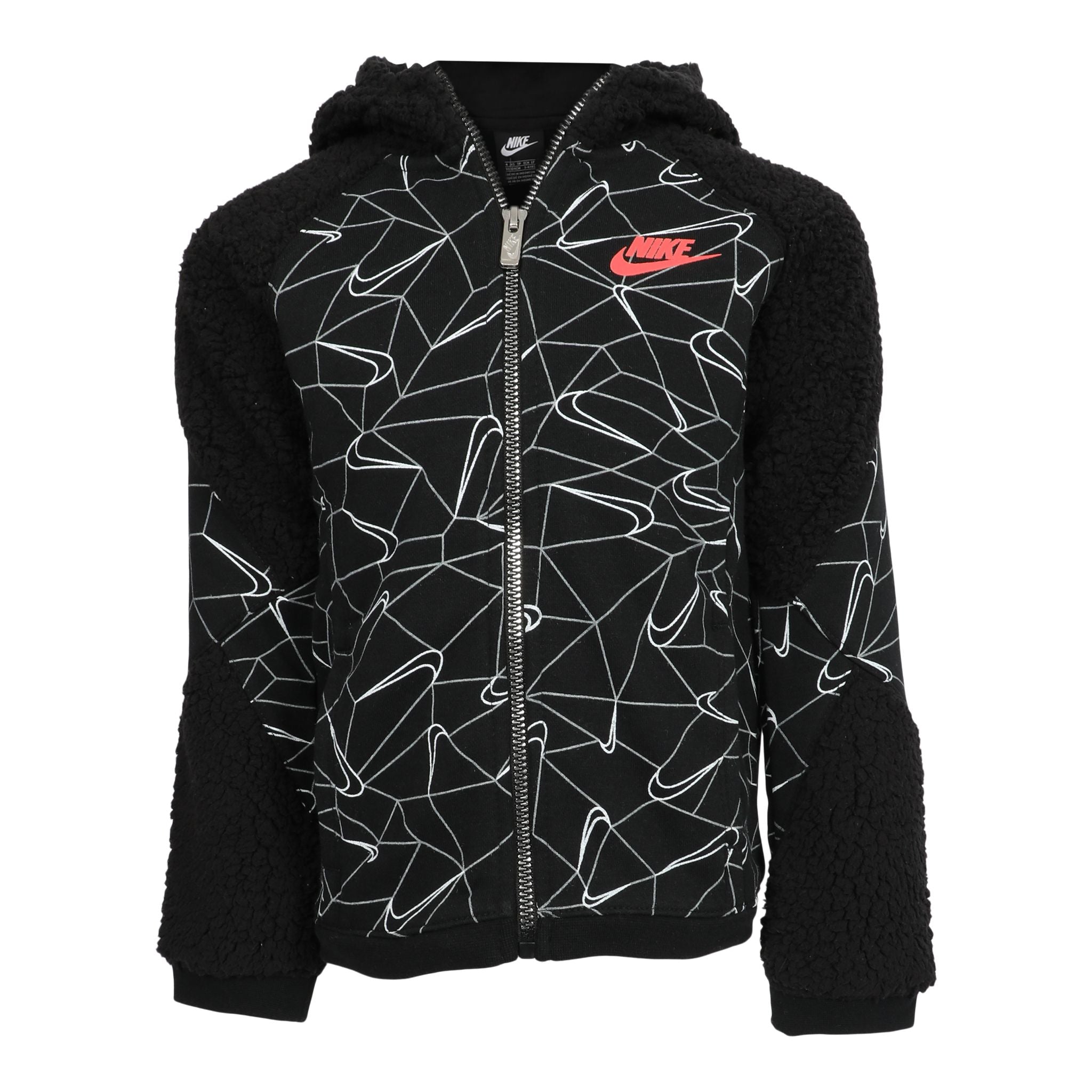 Print & Sherpa  Zip Hoodie - Denny's
