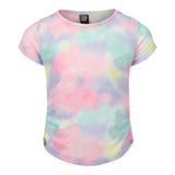 Short Sleeve Waffle Side Cinched Tie Dye Top - Denny's