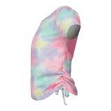 Short Sleeve Waffle Side Cinched Tie Dye Top - Denny's