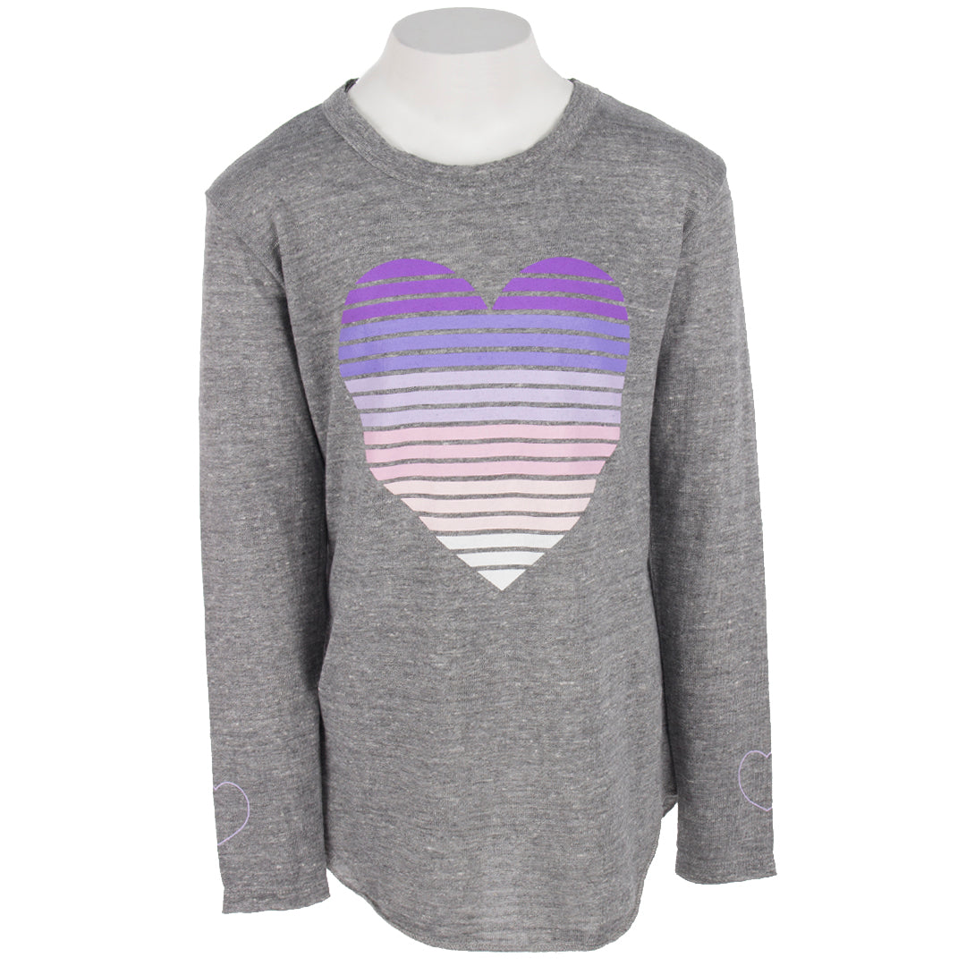 Long Sleeve Top with Purple Stripe Heart - Denny's