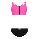 Zipper Front 2pc Bikini Black Bottom - Denny's