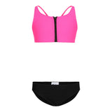Zipper Front 2pc Bikini Black Bottom - Denny's