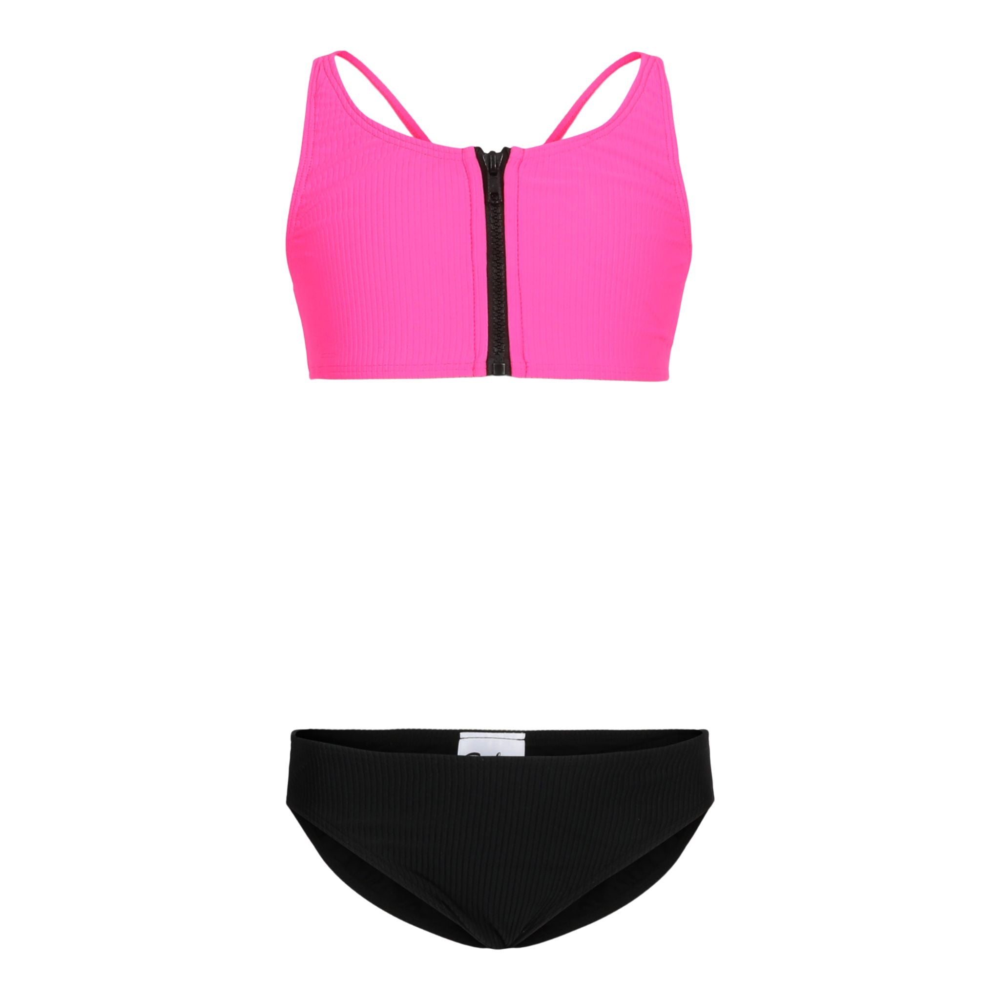 Zipper Front 2pc Bikini Black Bottom - Denny's