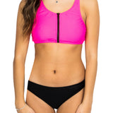 Zipper Front 2pc Bikini Black Bottom - Denny's