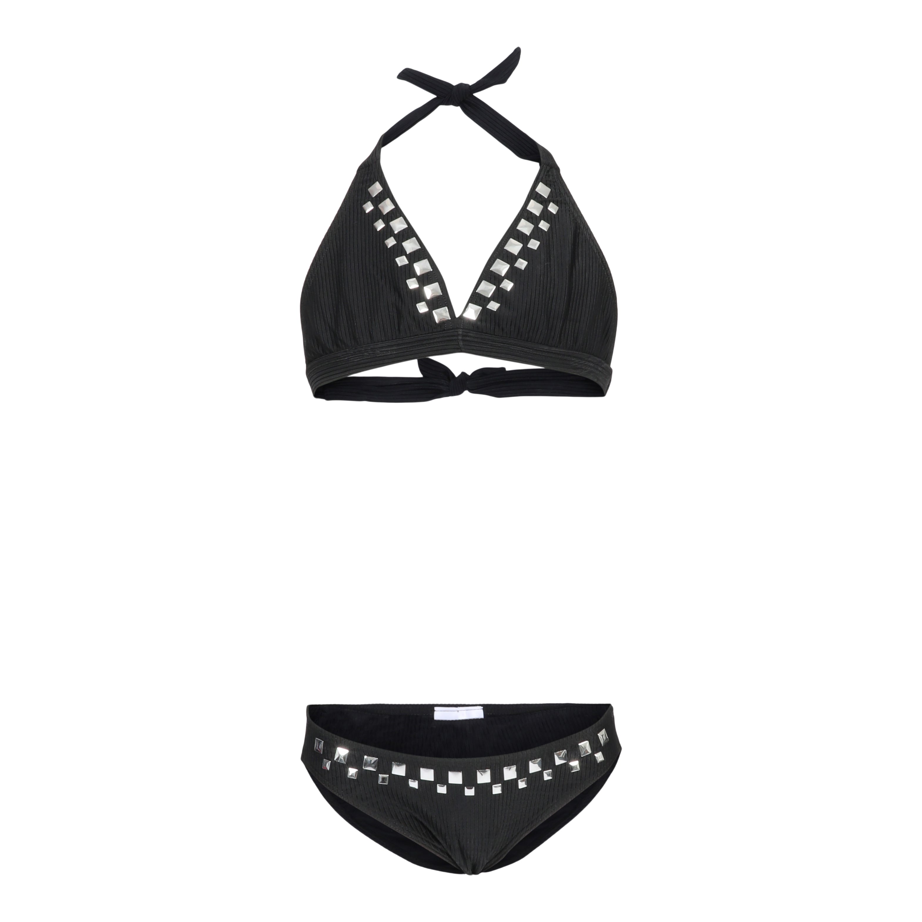 2pc Silver Studs Ribbed Bikini - Denny's