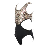 Leopard & Black Bottom Cut Out 1pc Bathingsuit - Denny's