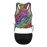 2pc Beaded Cinch Sides Zebra Tankini - Denny's