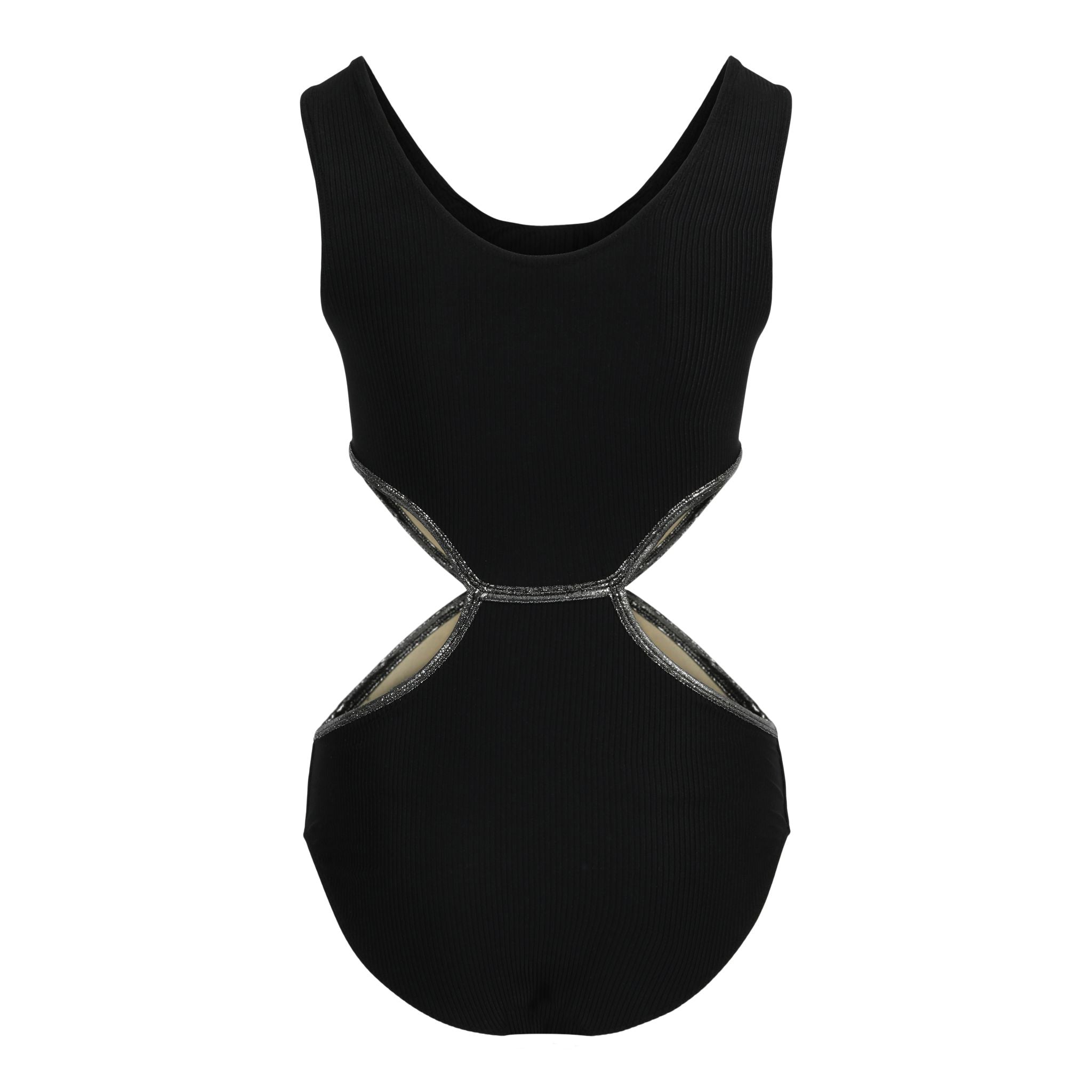 Ribbed 1pc Cut Out Bathing Suit - Denny's