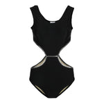 Ribbed 1pc Cut Out Bathing Suit - Denny's
