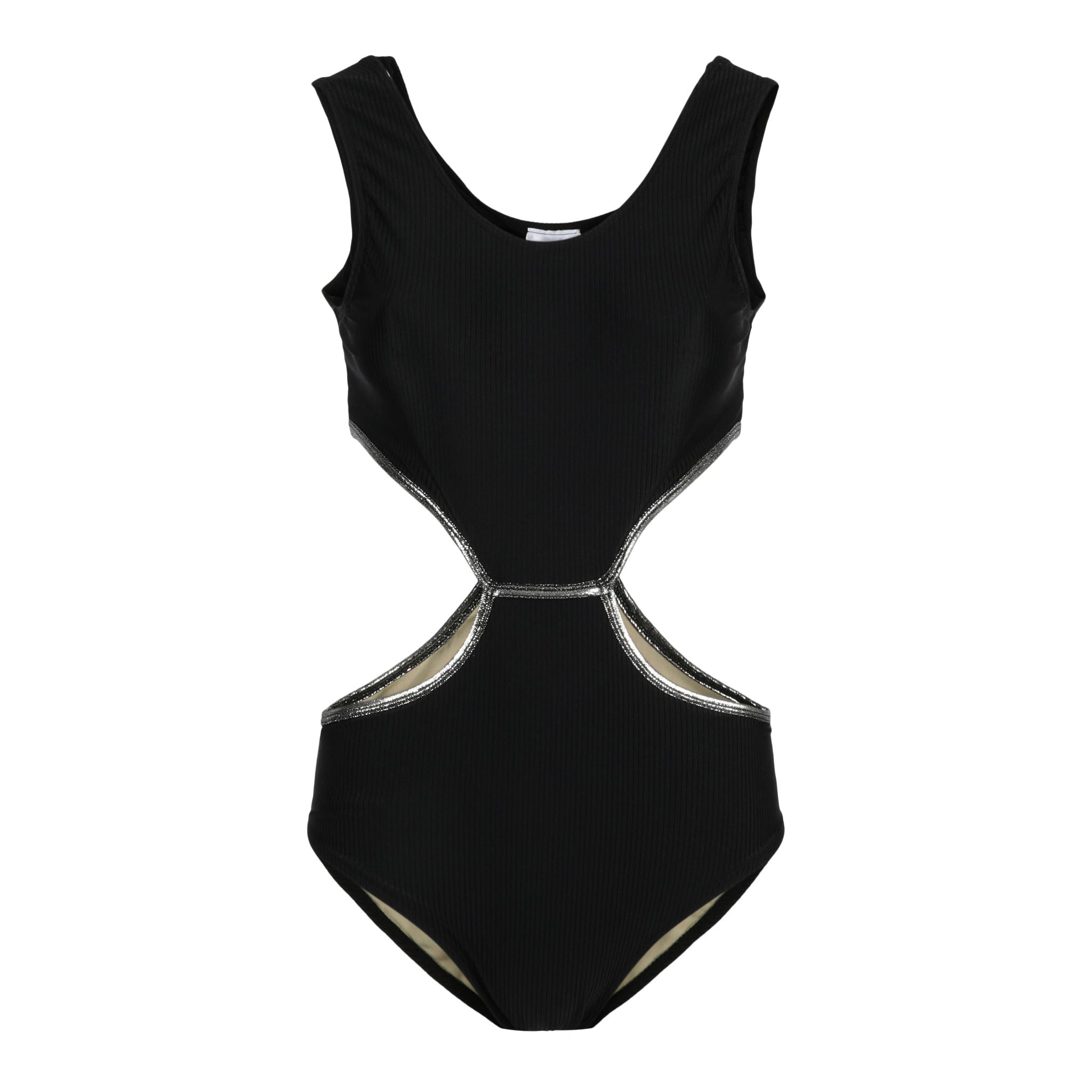 Ribbed 1pc Cut Out Bathing Suit - Denny's