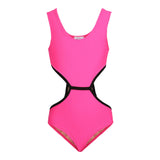 1pc Rib Cut Out Black Trim Bathingsuit - Denny's