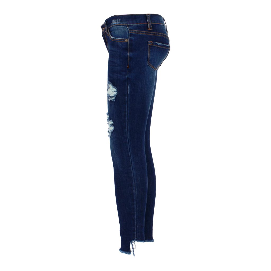 Destructed Denim Jean with Cut Out Bottom - Denny's
