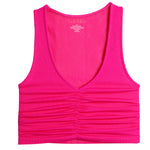 Rib V-Neck Ruched Tank - Denny's