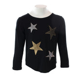 Long Sleeve Black Tee with Stars - Denny's