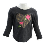 Long Sleeve Char Tee with Leopard Heart Pink Flowers - Denny's