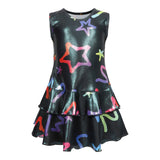 Graffiti Star Sparkle Ruffle Dress - Denny's