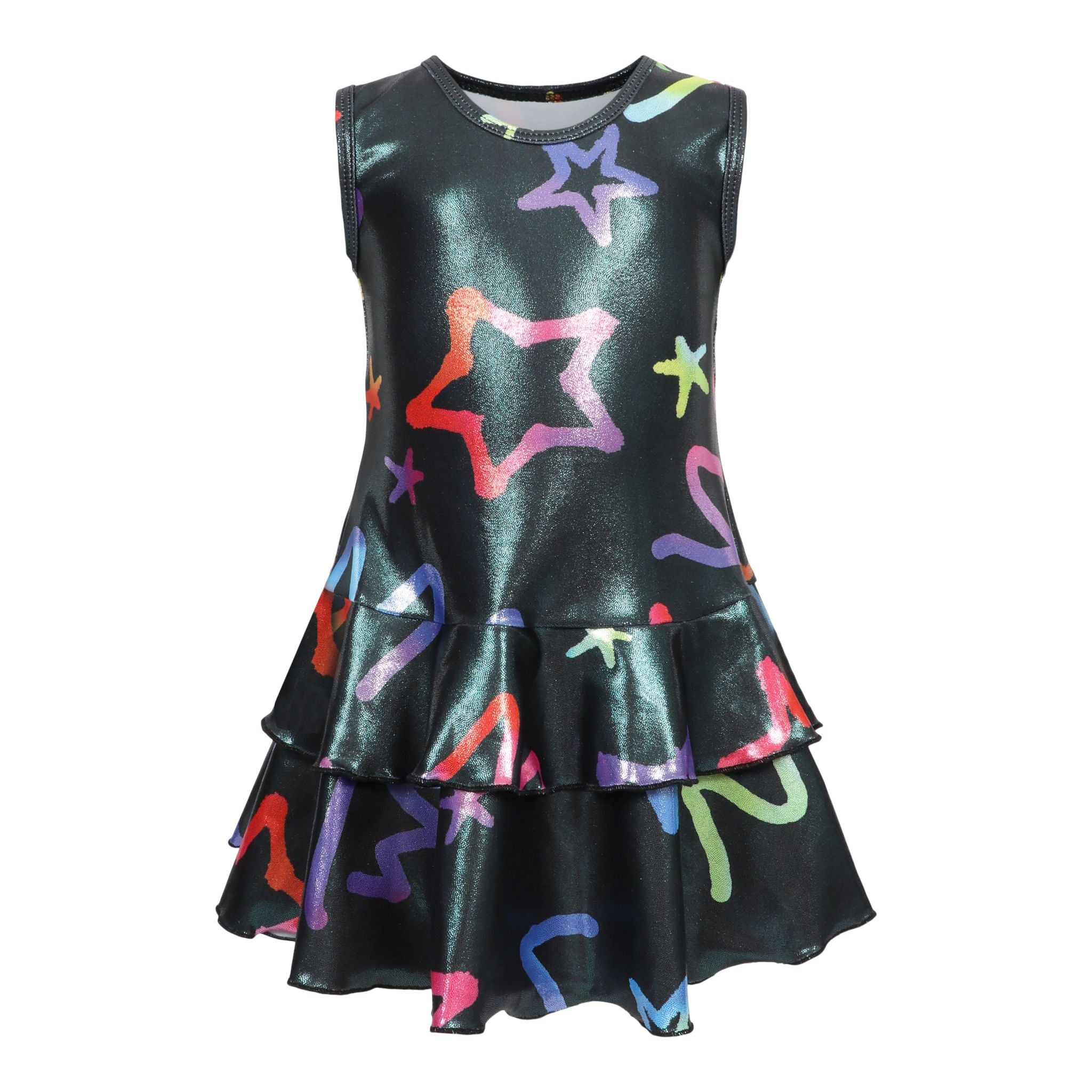 Graffiti Star Sparkle Ruffle Dress - Denny's