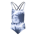 1pc Tie Dye Cut Out Sides Beach Girl Bathing Suit - Denny's