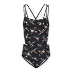 1pc Cut Out Sides Rose Garden Bathing Suit - Denny's