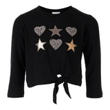 Long Sleeve Tie Front with Star & Heart Foil Patches - Denny's