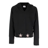 Crop Top Hoody with Metallic Stars On Band - Denny's