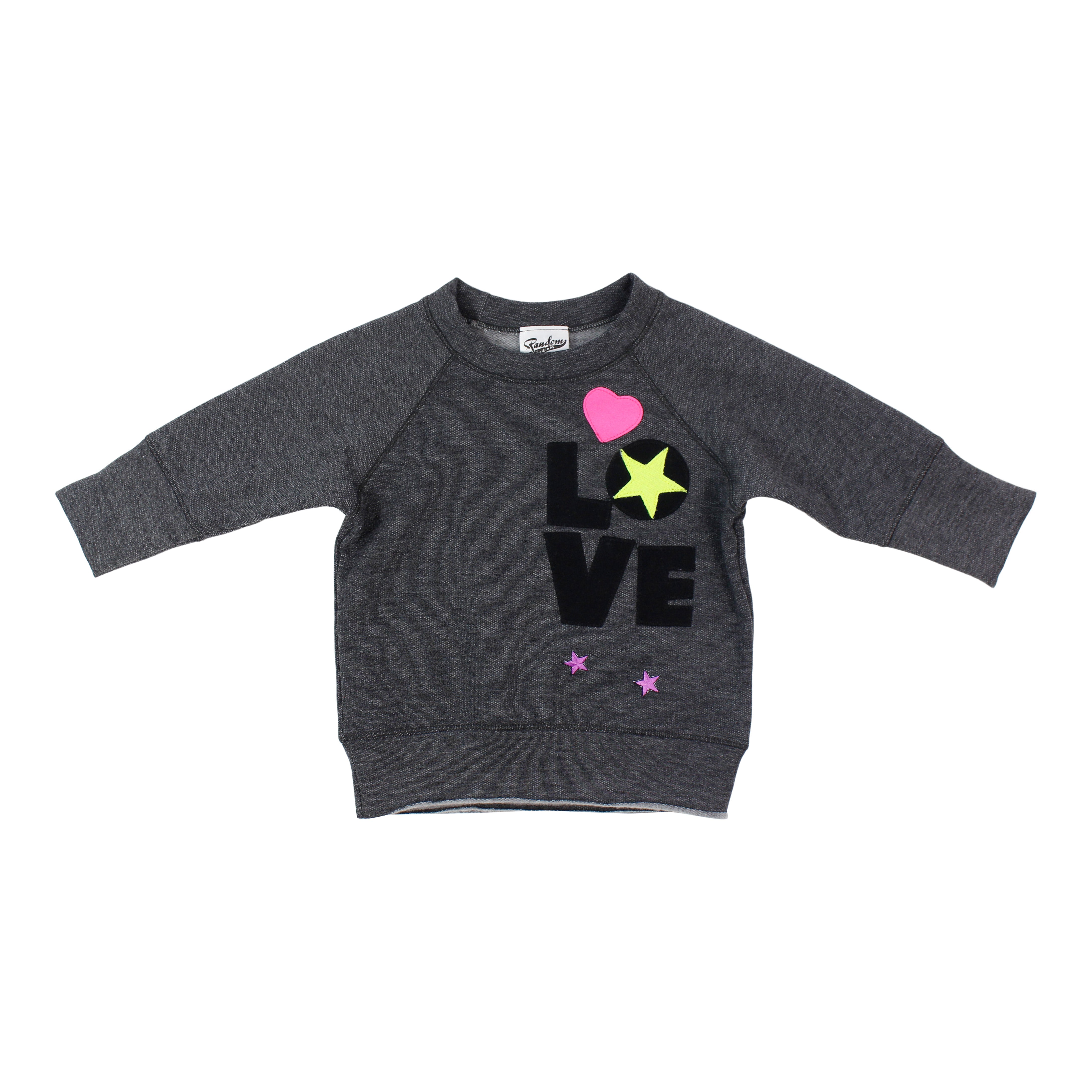Long Sleeve Raw Band Sweatshirt with Love and Neon Appliques - Denny's