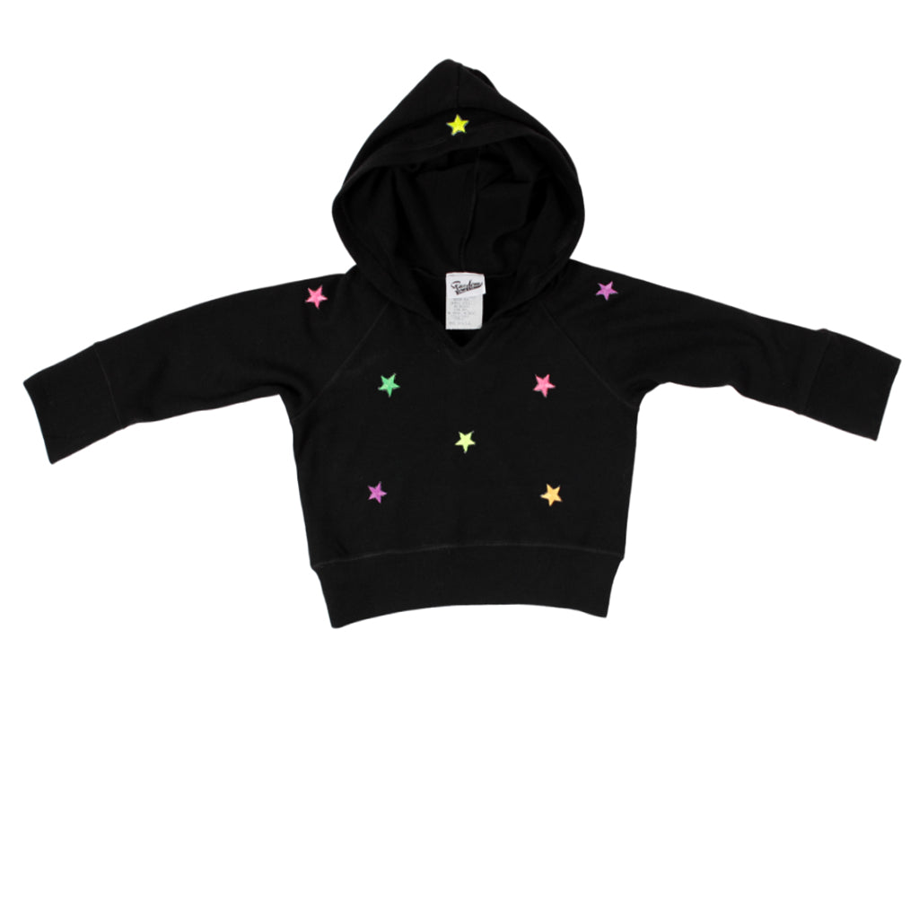 Long Sleeve Cropped Hacci Hoody with All Over Neon Stars - Denny's
