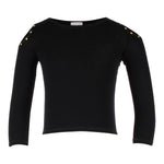 Long Sleeve Cold Shoulder Top with Gold Studs - Denny's