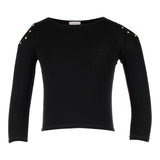 Long Sleeve Cold Shoulder Top with Gold Studs - Denny's