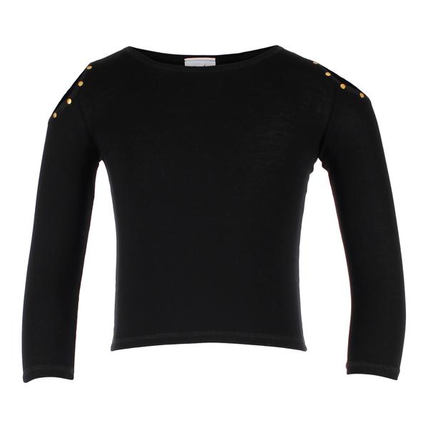 Long Sleeve Cold Shoulder Pewter Top Stones - Denny's