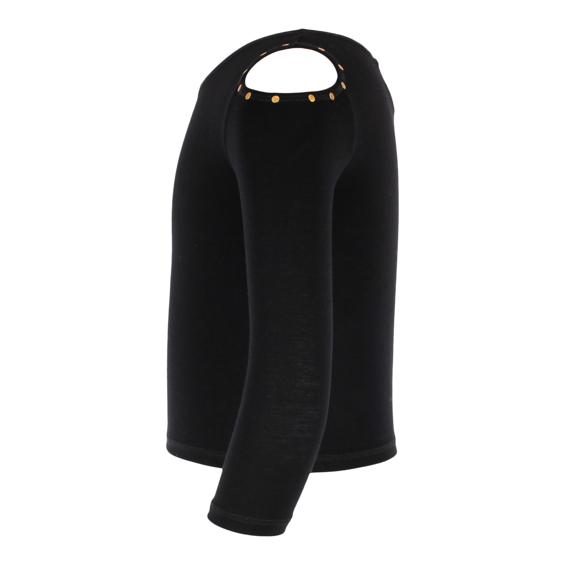 Long Sleeve Cold Shoulder Top with Gold Studs - Denny's