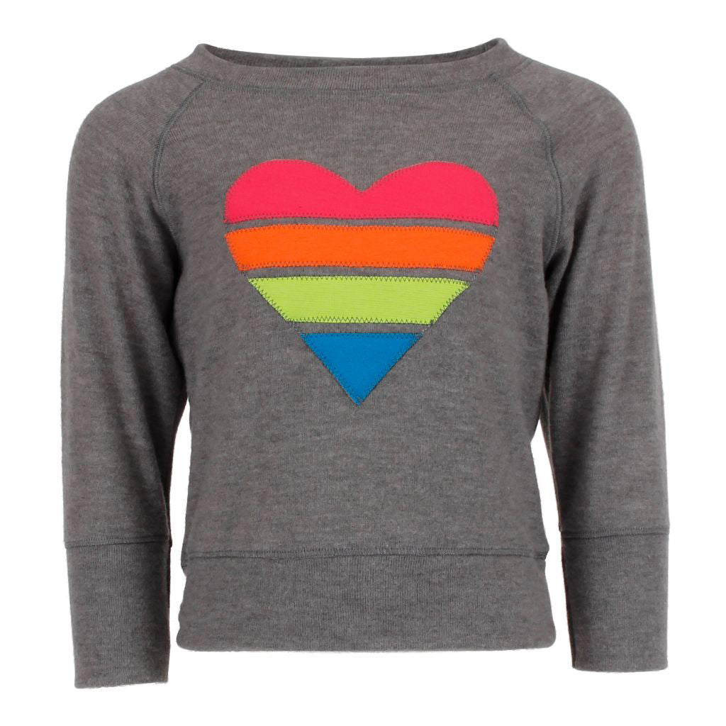Long Sleeve Hacci Sweatshirt with Neon Stripe Heart - Denny's