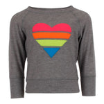 Long Sleeve Hacci Sweatshirt with Neon Stripe Heart - Denny's