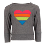 Long Sleeve Hacci Sweatshirt with Neon Stripe Heart - Denny's