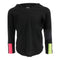 Long Sleeve Round Bottom Tunic Hoody with Neon Pink/Green Trim on Sleeves - Denny's