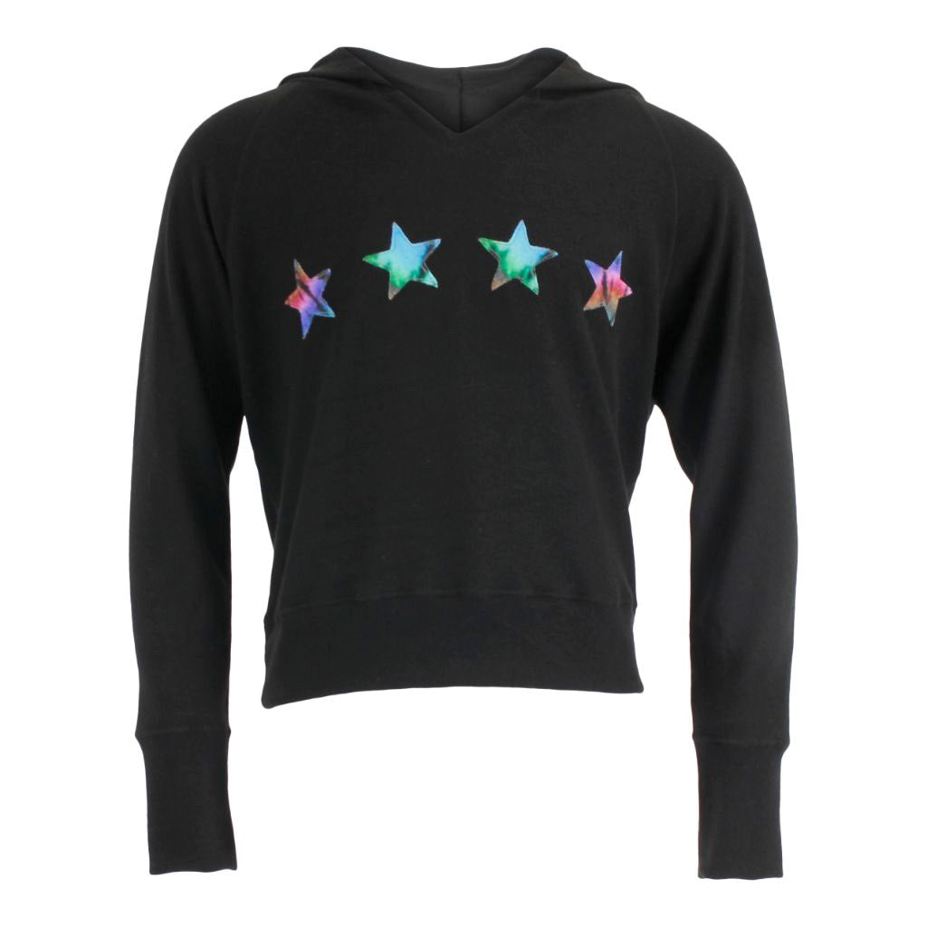Long Sleeve Tie Dye Hacci Hoody Stripe Stars Down Back - Denny's