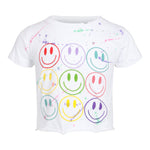 9 Multi Smiley Splatter Crop Tee - Denny's