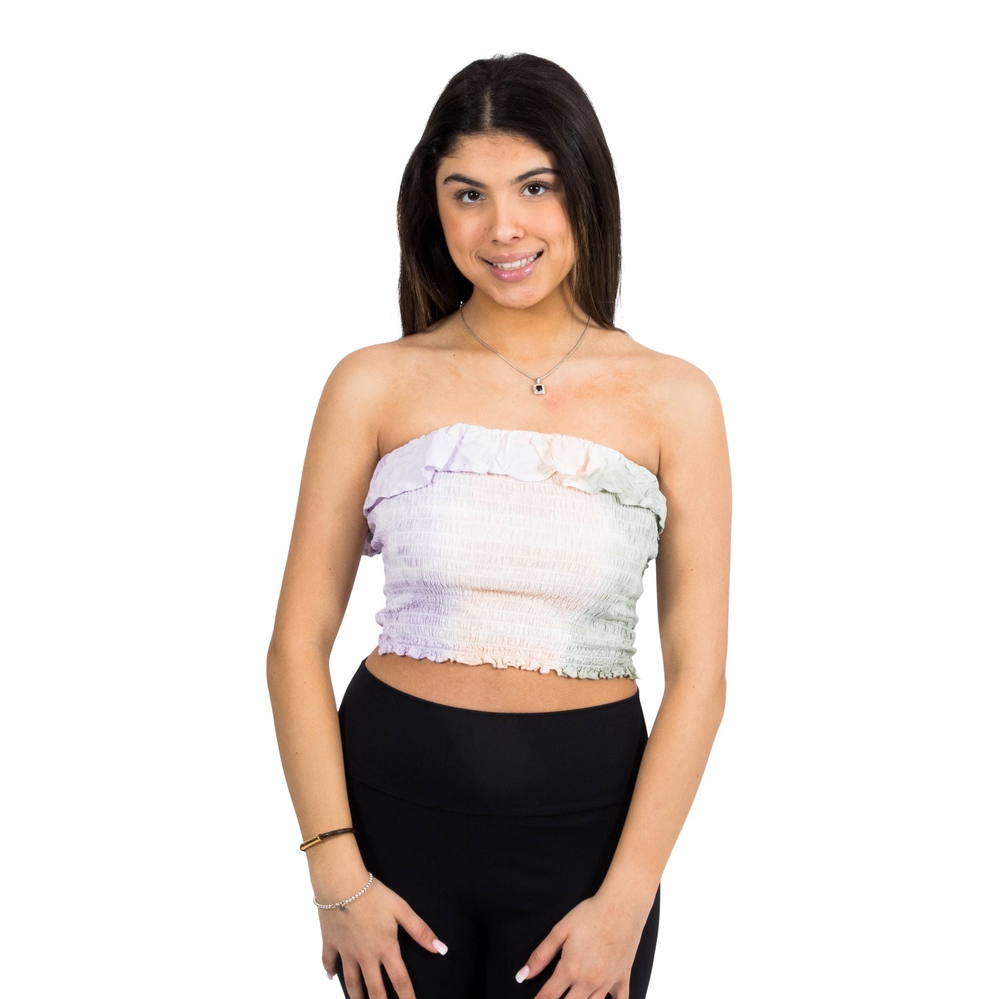 Rainforest Tie Dye Ruffle Tube Top - Denny's