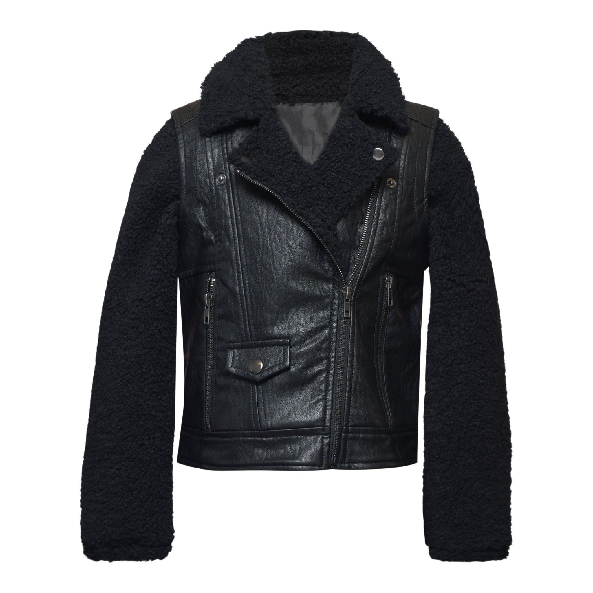 Faux Leather Sherpa Moto Jacket - Denny's