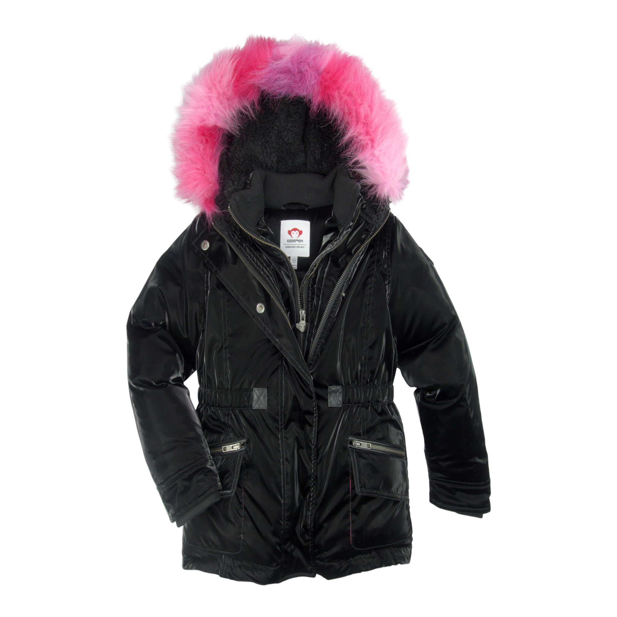 Pink Fur Hood Middle Puffer Coat - Denny's