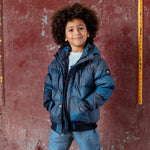 Teal Clouds Puffy Coat - Denny's