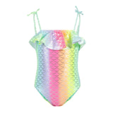 1pc Flounce Mermaid Glitter Bathing Suit - Denny's