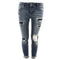 Medium Rise Two Button Mended Patch Skinny Jean - Denny's