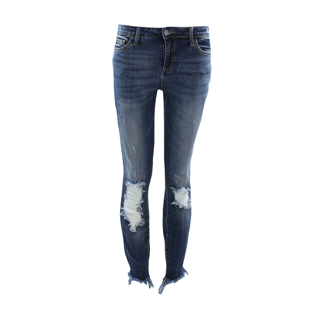 Medium Rise Distressed Hi Lo Skinny Jean - Denny's