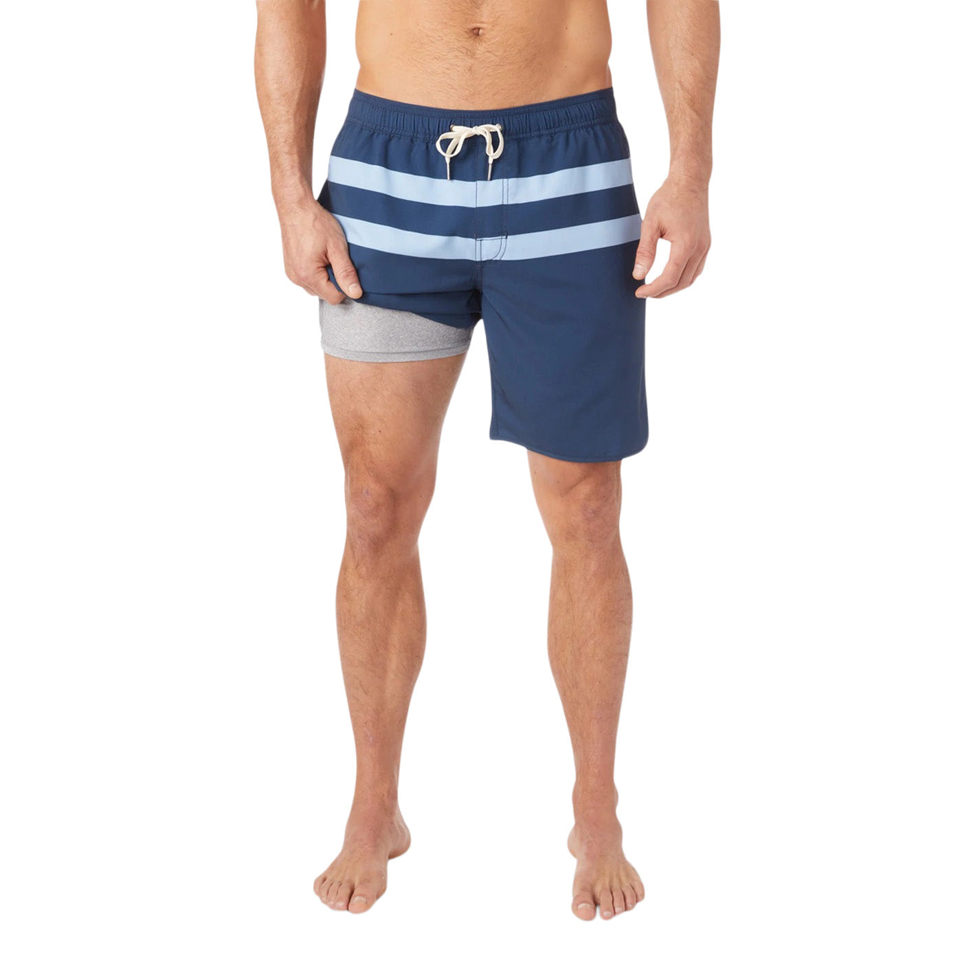 Light Blue Stripe Swim Trunk - Denny's