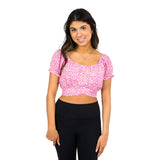 Short Sleeve Floral Wrap Crop Top - Denny's